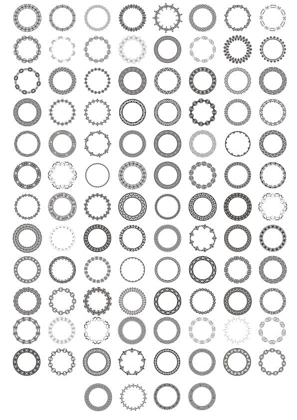 100 Decorative Round Frame Patterns Vector Set for Laser Cutting