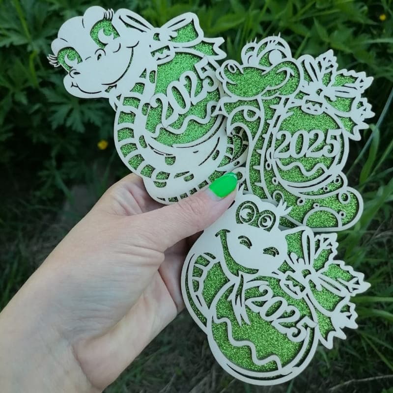 2025 Year of the Snake Christmas Ornament Laser Cut DXF File