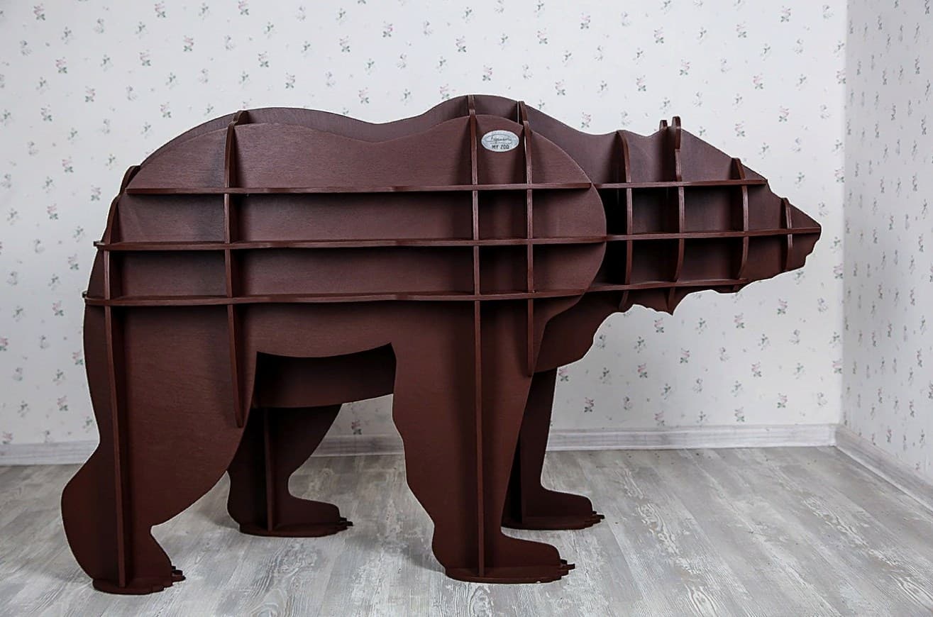 3D Bear Shaped Bookshelf Laser Cut Vector File