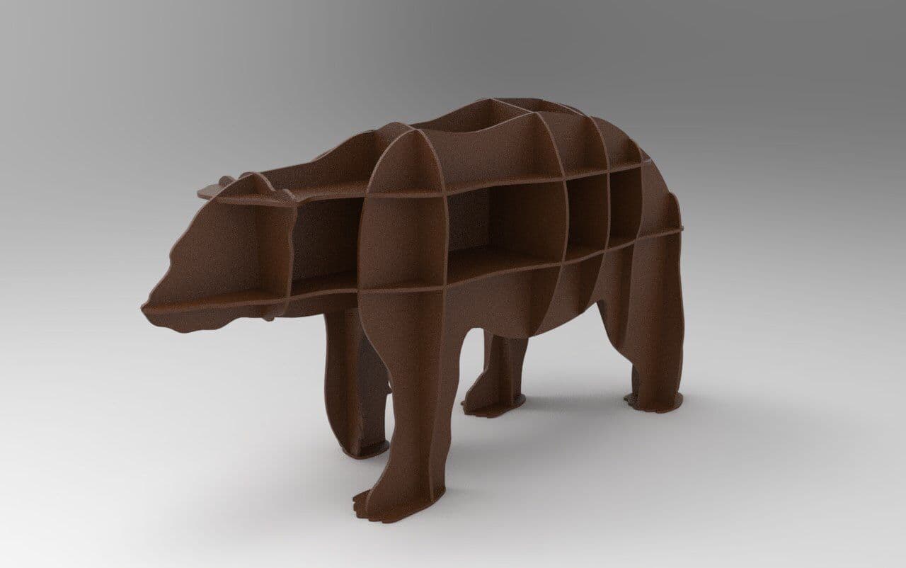 3D Bear Shelf Vector Model for Laser Cutting (DXF, DWG)