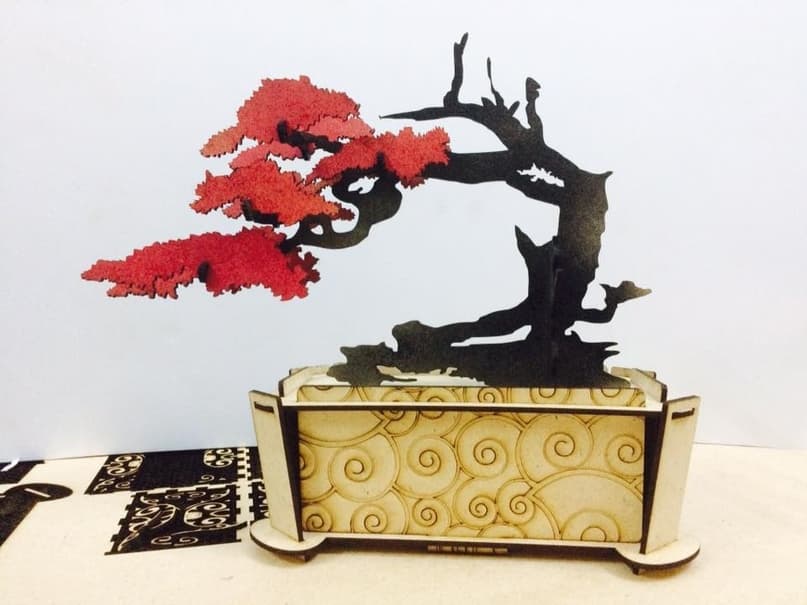 3D Bonsai Tree Decorative Puzzle Laser Cut File