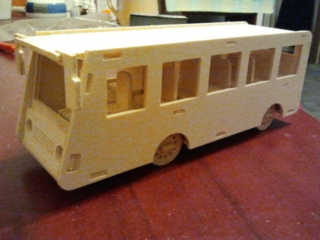 3D Bus Model Laser Cut Vector Plan