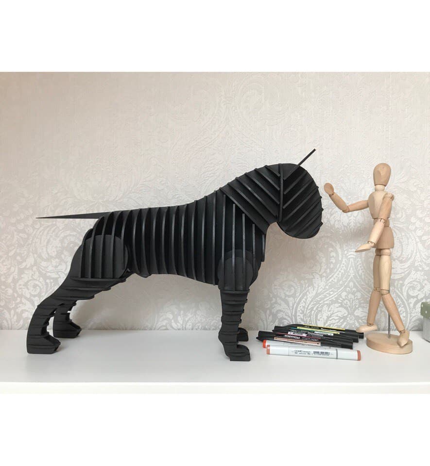 3D Dog Sculpture Laser Cut Vector Plan (CDR)