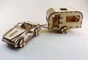 3D Laser Cut Convertible Car and Caravan Toy Vector
