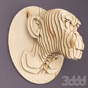 3D Layered Monkey Head Wall Decor Laser Cut DXF File