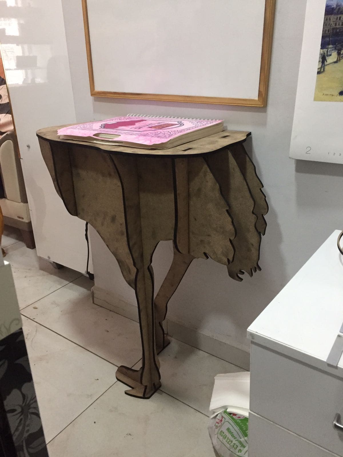 3D Ostrich Console Side Table Laser Cut Plan DXF CDR