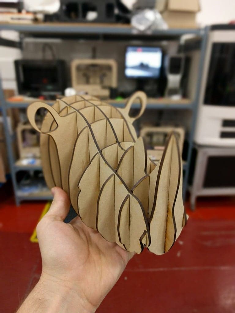 3D Rhinoceros Head Puzzle Vector Plan for Laser Cutting