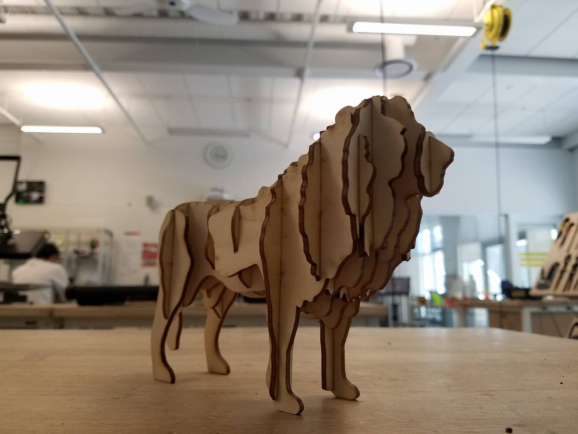 3D Standing Lion Wood Puzzle Laser Cut Vector File