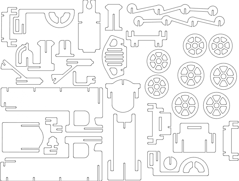 3D Train Puzzle Laser Cut Vector Plan (DXF)