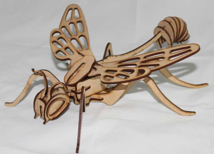 3D Wasp Insect Puzzle DXF Vector File for Laser Cutting
