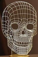 3D Wireframe Skull Illusion Lamp Laser Cut Vector File