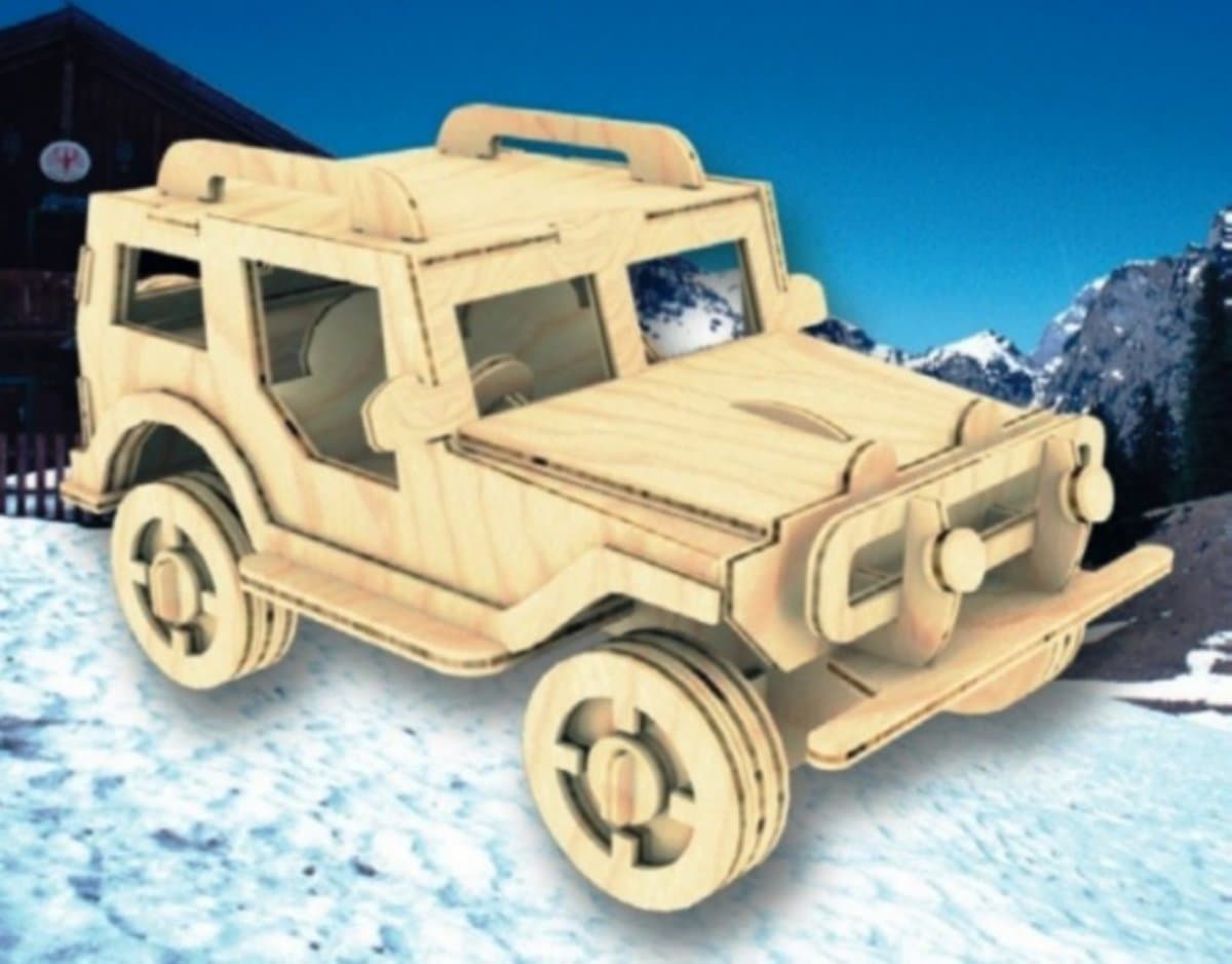 3D Wooden Off-Road SUV Puzzle Laser Cut Vector File