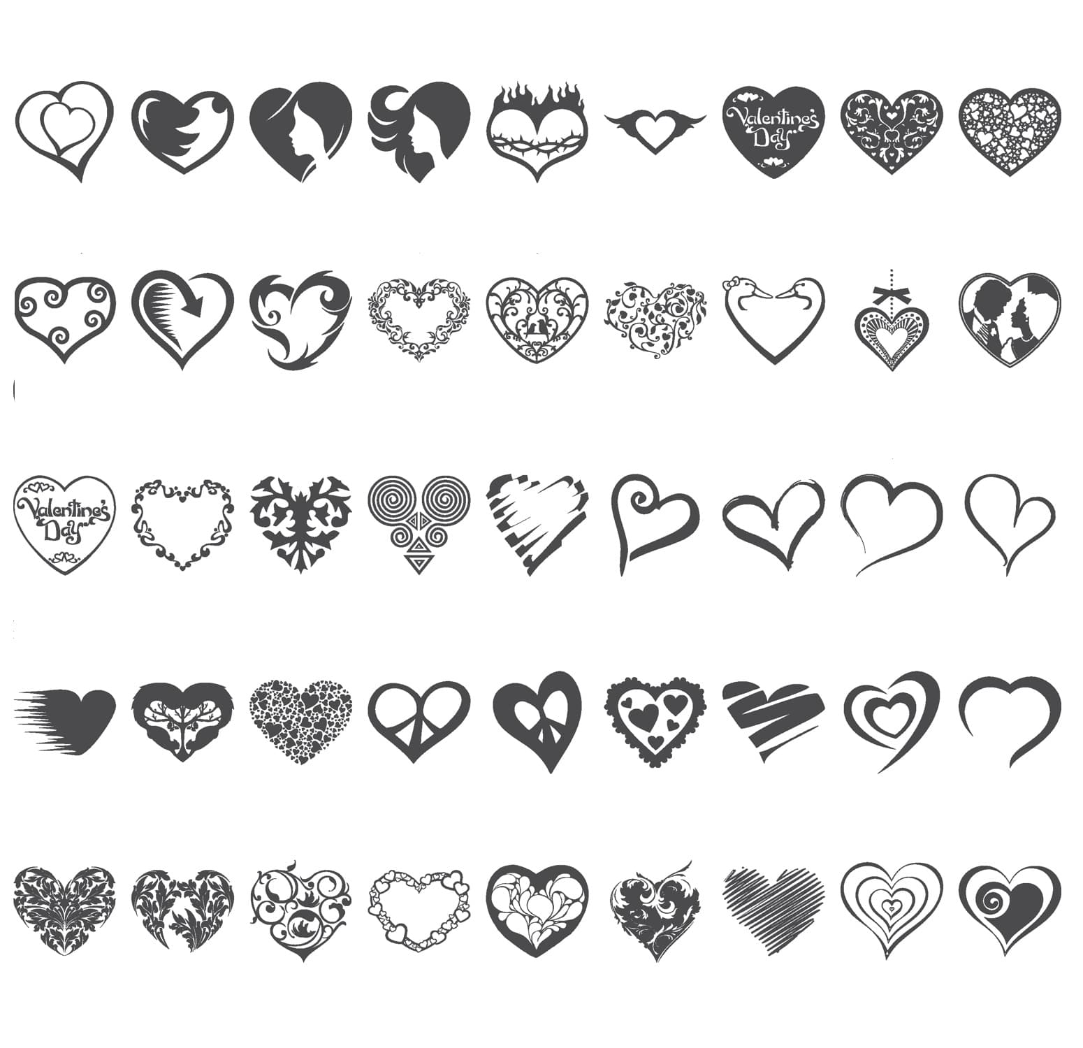 50 Decorative Heart Vector Collection for Laser Cutting (SVG, DXF)