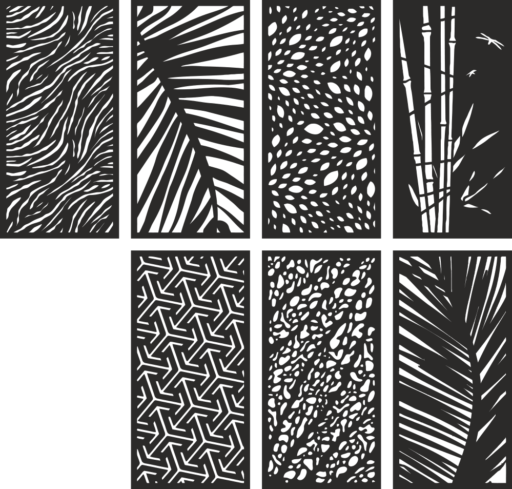 7 Decorative Laser Cut Lattice Screen Panels Vector Files