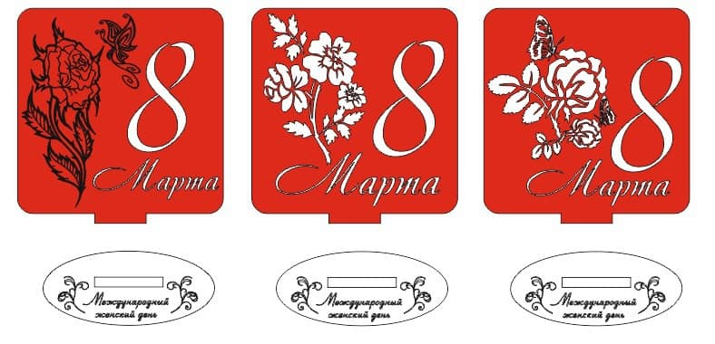 8 March Womens Day Desk Stand Laser Cut Vector Templates CDR