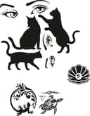 Abstract Cats and Nature Silhouette Vector Set (CDR)