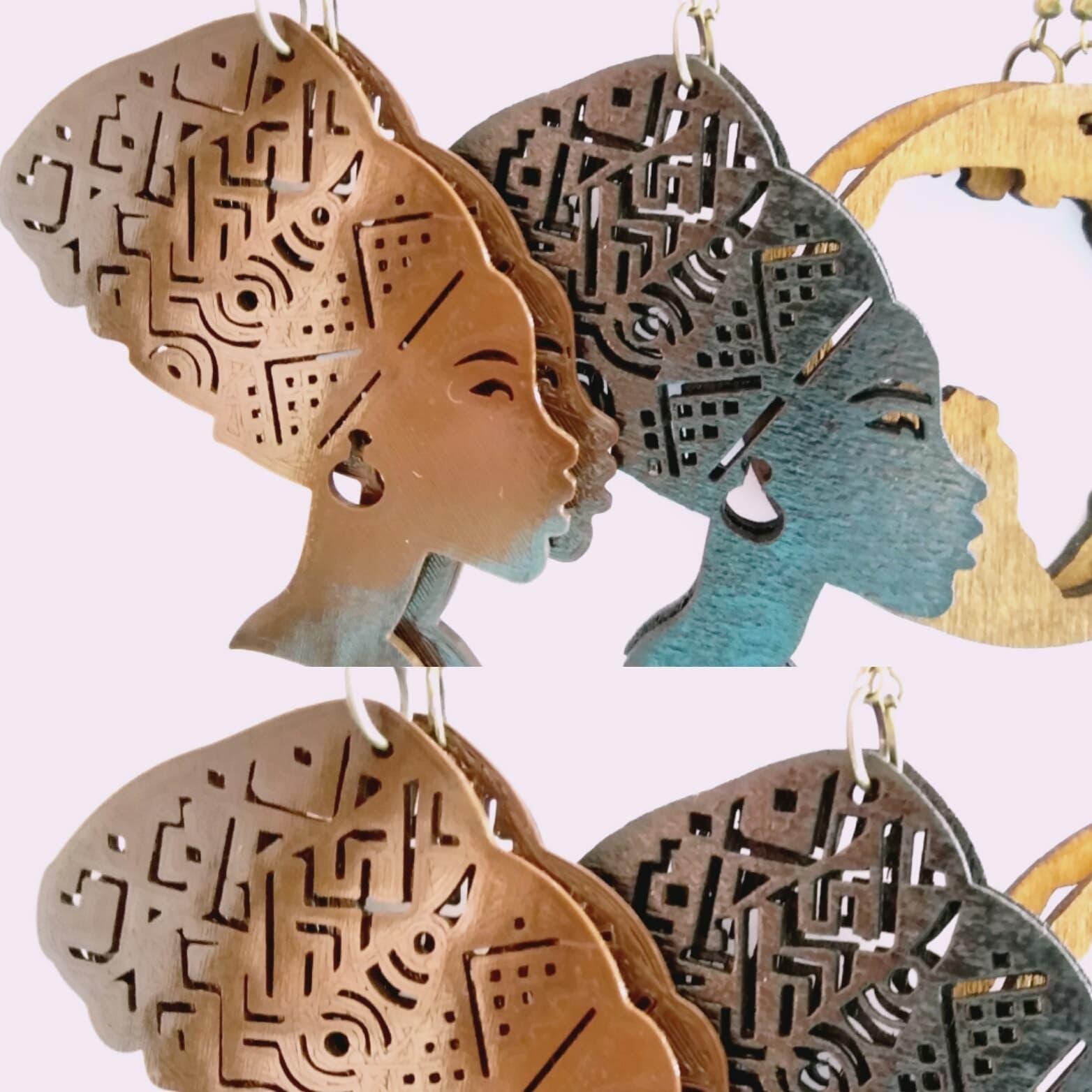African Queen Silhouette Earrings Laser Cut Vector DXF File