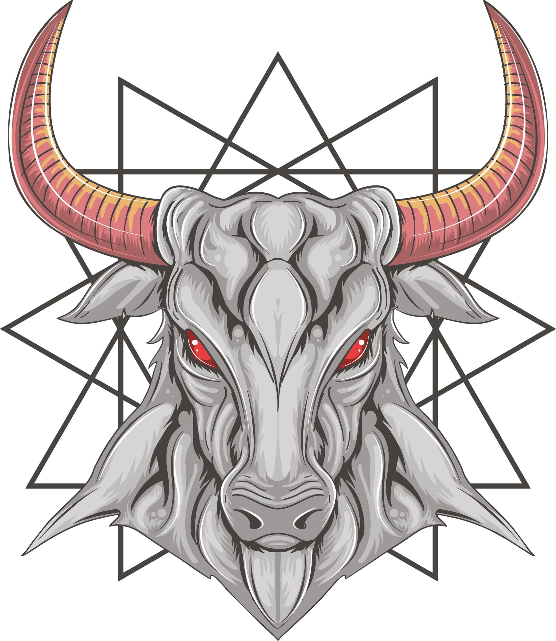 Aggressive Bull Head Vector Illustration for Laser Cutting