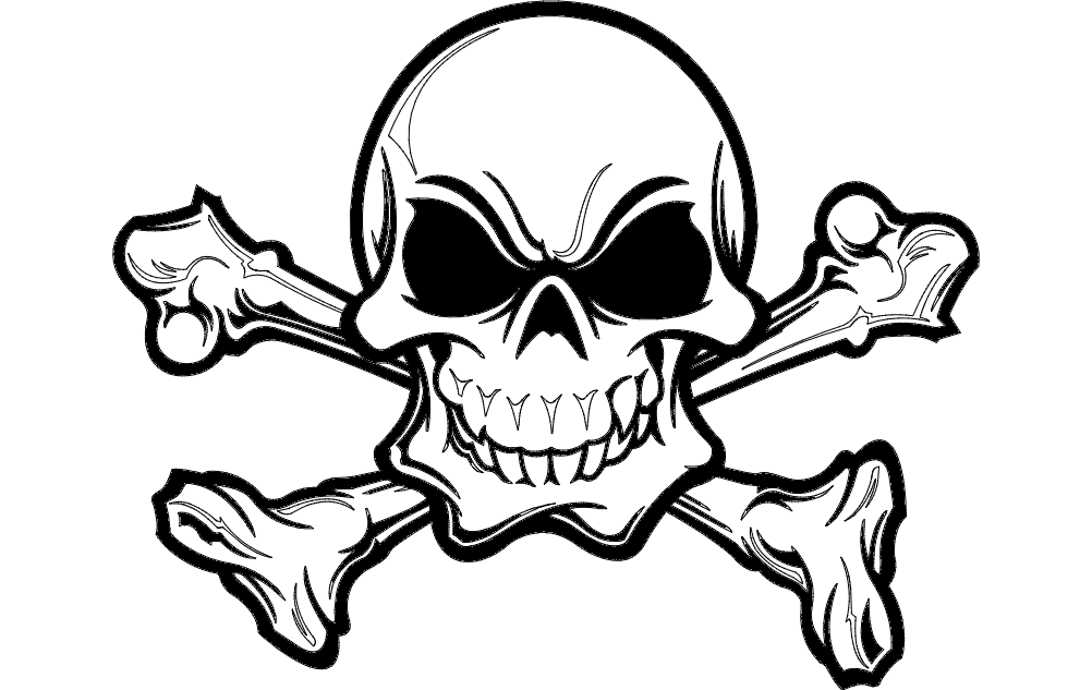 Aggressive Skull and Crossbones Vector Design for CNC (DXF)