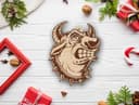 Angry Bull Christmas Ornament Vector for Laser Cut DXF