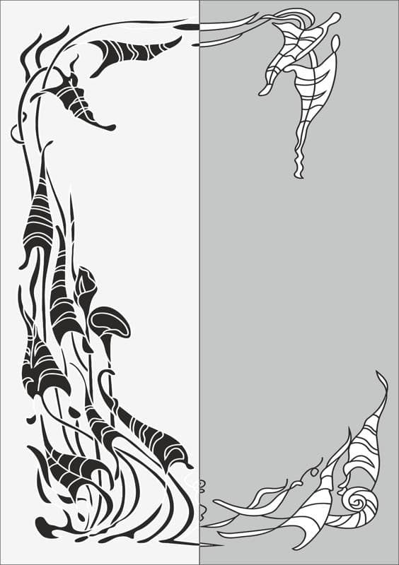 Art Nouveau Floral Corner Border Vector File for Laser Cutting
