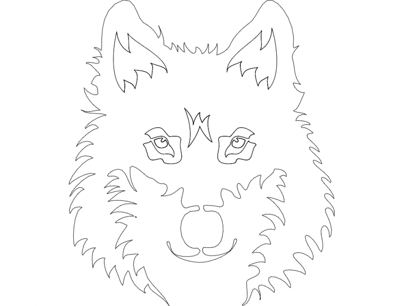 Artistic Wolf Face DXF Vector File for Laser Cutting