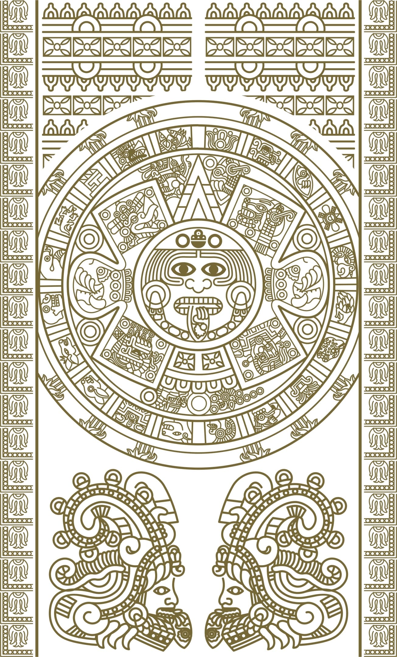 Aztec Calendar Sun Stone Vector Art for Laser Cutting (SVG/DXF)