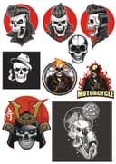 Badass Skulls Vector Pack for Laser Engraving and Stickers CDR