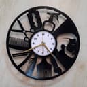 Barber Shop Themed Wall Clock Vector Laser Cut Design