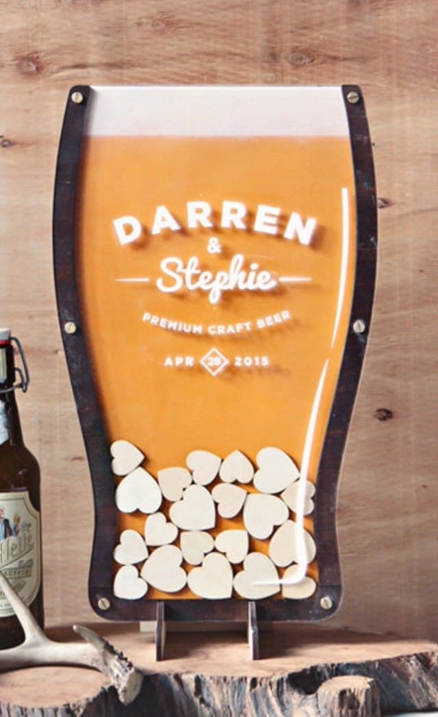 Beer Glass Wedding Guest Book Vector for Laser Cutting