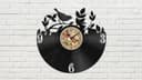Bird on Branch Vinyl Record Wall Clock Vector File