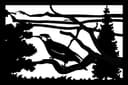 Bird on Tree Branch Mountain Scenery Vector DXF File