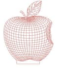 Bitten Apple 3D LED Lamp Vector Pattern for Laser Cutting