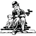 Charlie Chaplin and Dog Vector Silhouette DXF File
