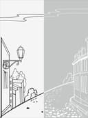 Charming European Street Scene Glass Etching Pattern Vector