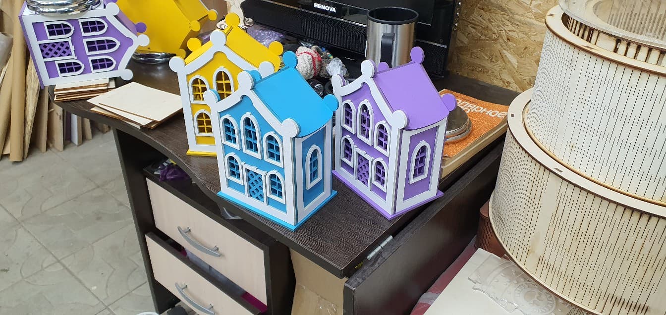 Charming Miniature House Money Box Laser Cut File (SVG, DXF)