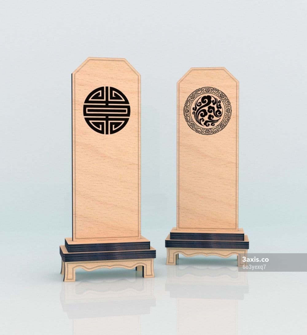 Chinese Style Decorative Obelisk Stand Vector Laser Cut File