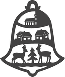 Christmas Bell with Winter Village and Deer DXF Vector File