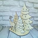 Christmas Deer and Pine Trees Laser Cut Vector File