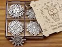 Christmas Snowflake Ornament Set with Custom Gift Box Vector