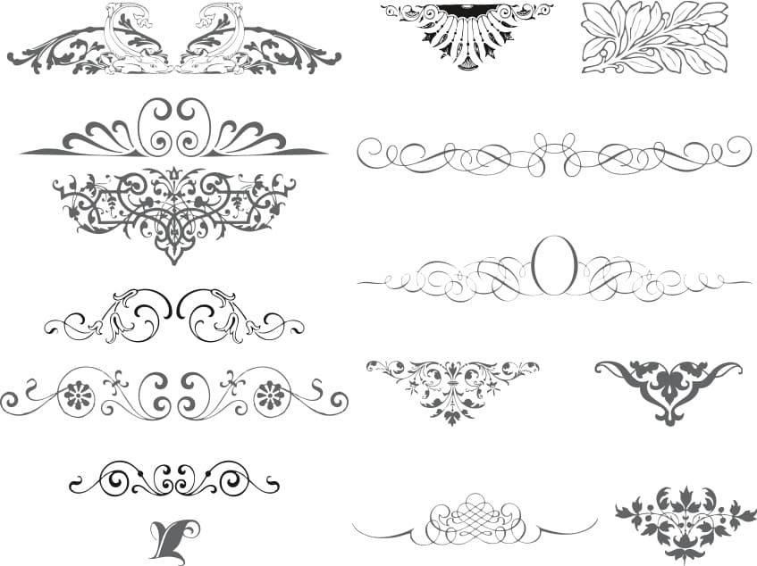 Classic Ornamental Swirls and Flourish Dividers Vector Set