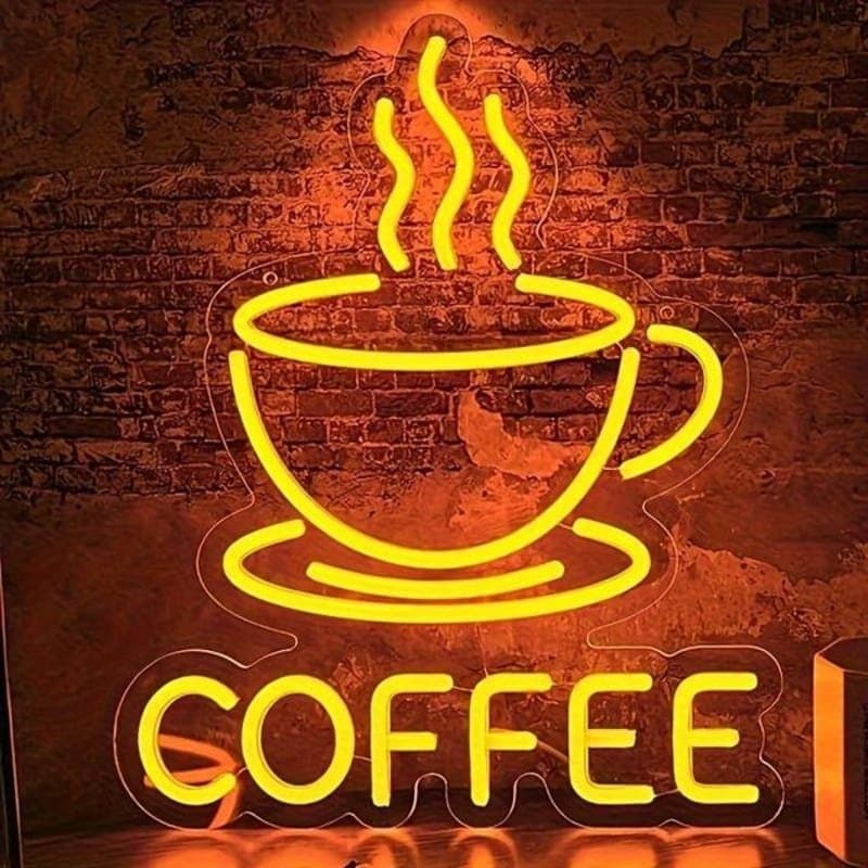 Coffee Shop Neon Style Sign Vector File for Laser Cutting