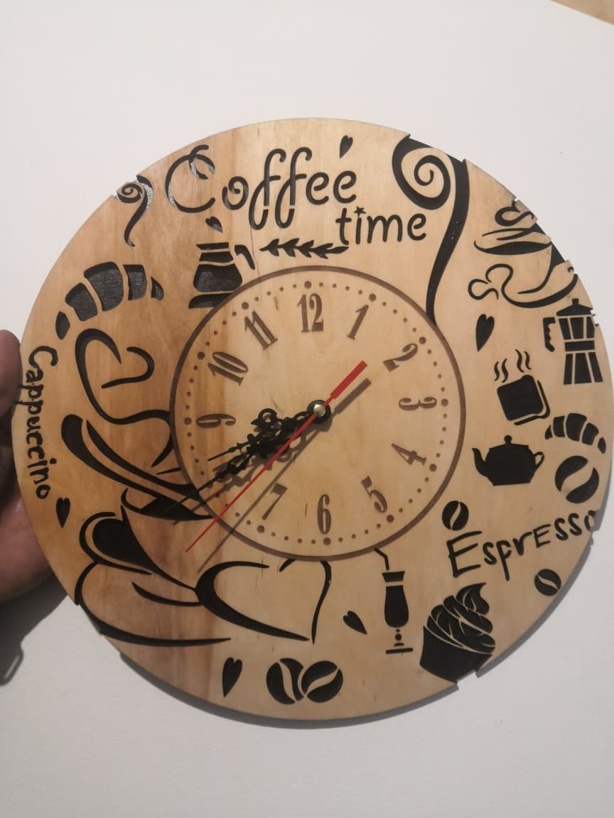 Coffee Time Wall Clock Laser Cut Template Free Vector File