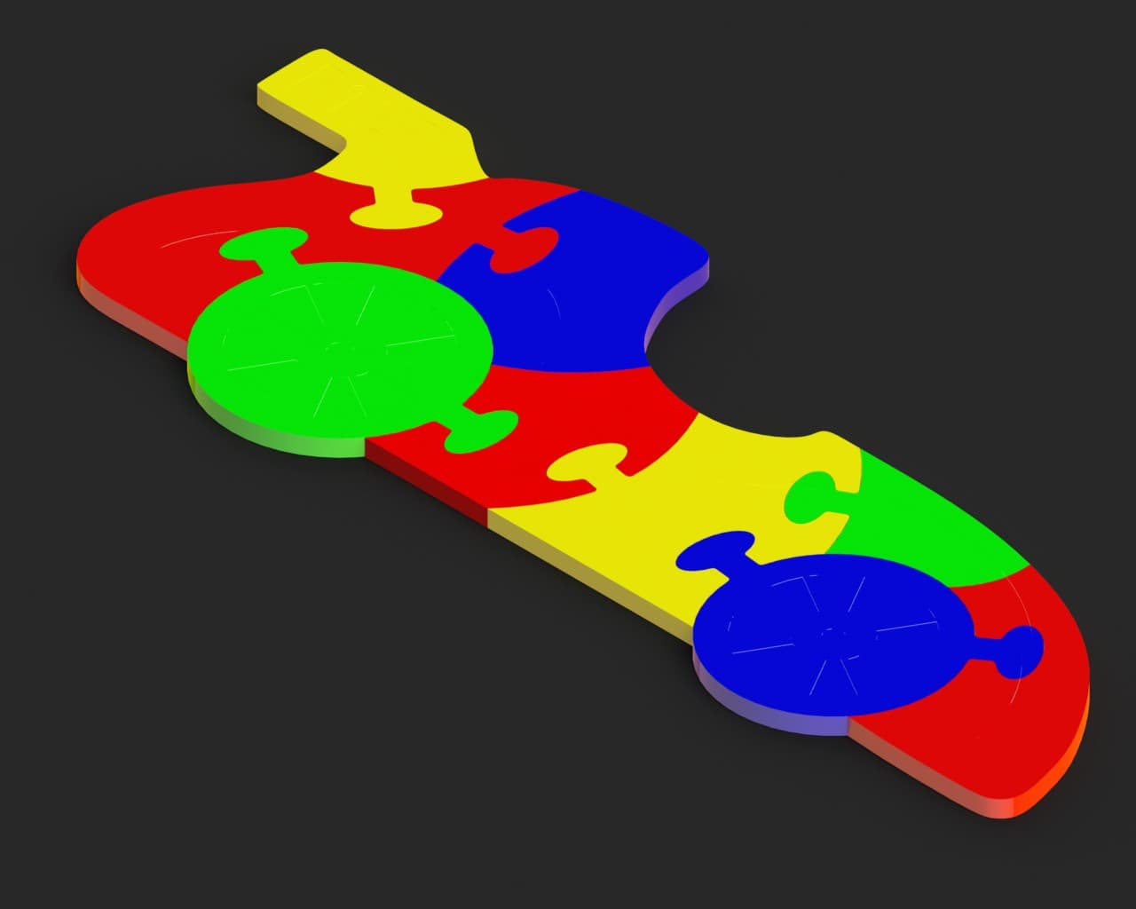 Colorful Car Puzzle 3D Model for Laser Cutting and CNC
