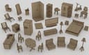 Complete Dollhouse Furniture Mini Kit Laser Cut Vector File