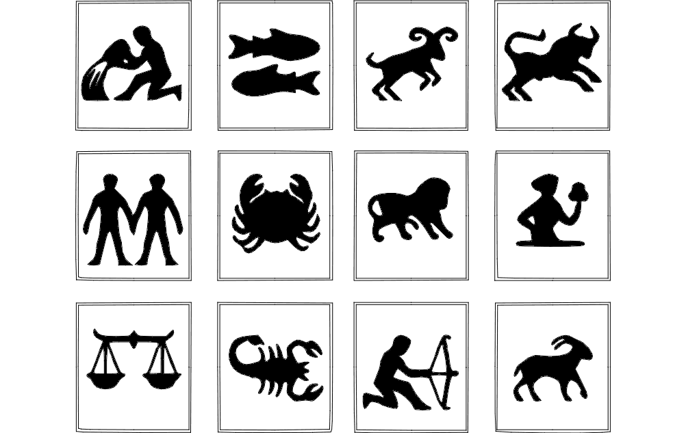 Complete Zodiac Signs Vector Set for Laser Cutting DXF