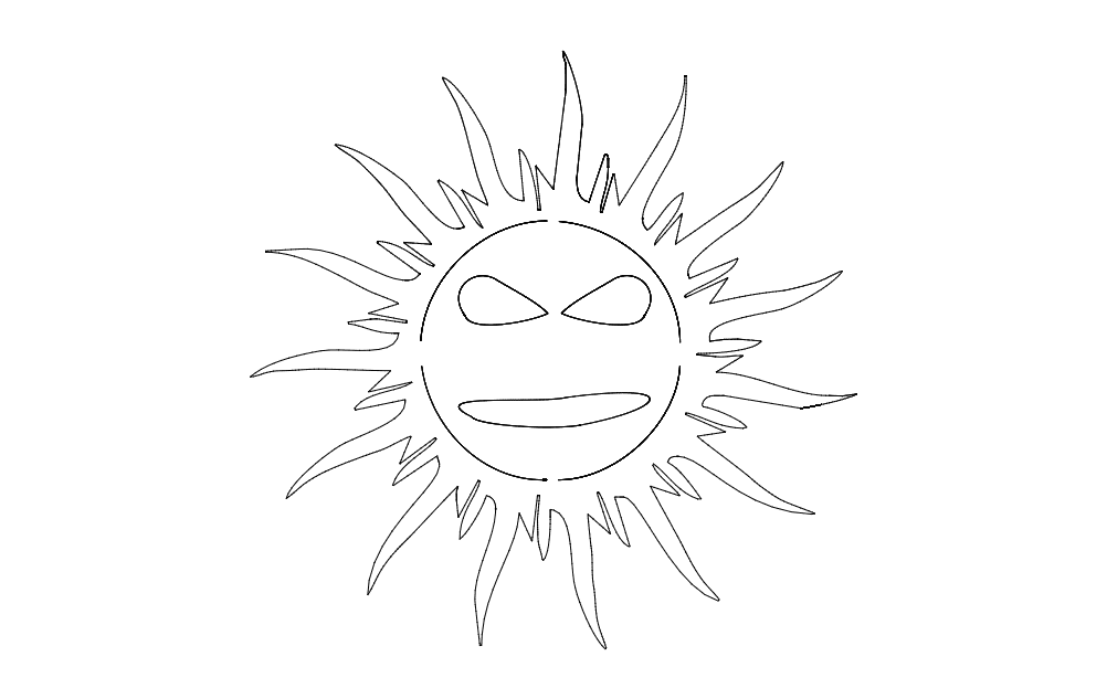 Cool Grinning Sun Vector Design for Laser Cutting DXF