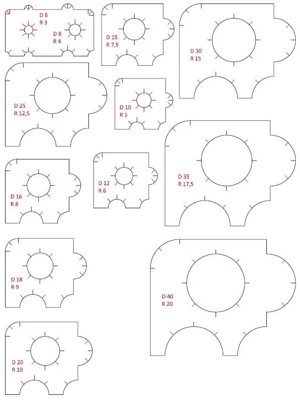 Corner Radius and Circle Guide Stencil Laser Cut Vector File