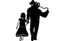 Cowboy Father and Daughter Silhouette Vector DXF File