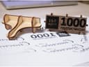 Custom 1000 Milestone Desk Plaque 3D Vector Design